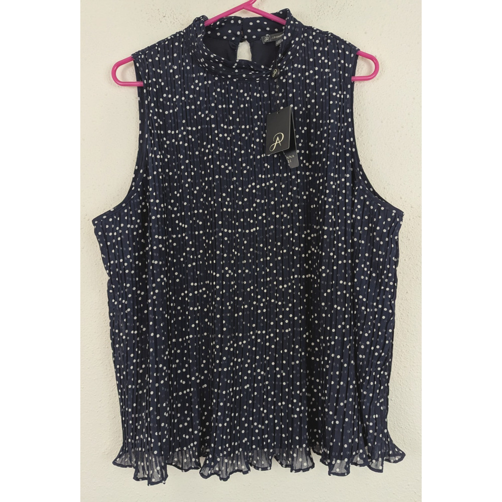New Adrianna Papell sz XL Pleated Sleeveless Blouse tank top lined 3803